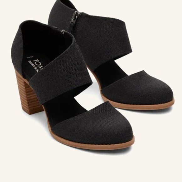 NEW NWT TOMS Milan Closed Toe Heels w/ Zipper Foam Insole Womens Black Size 12 - Picture 2 of 7